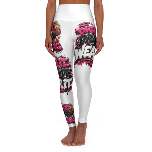 High-Waisted Yoga Leggings — Pink Graffiti 'Pretty Hustle' Activewear